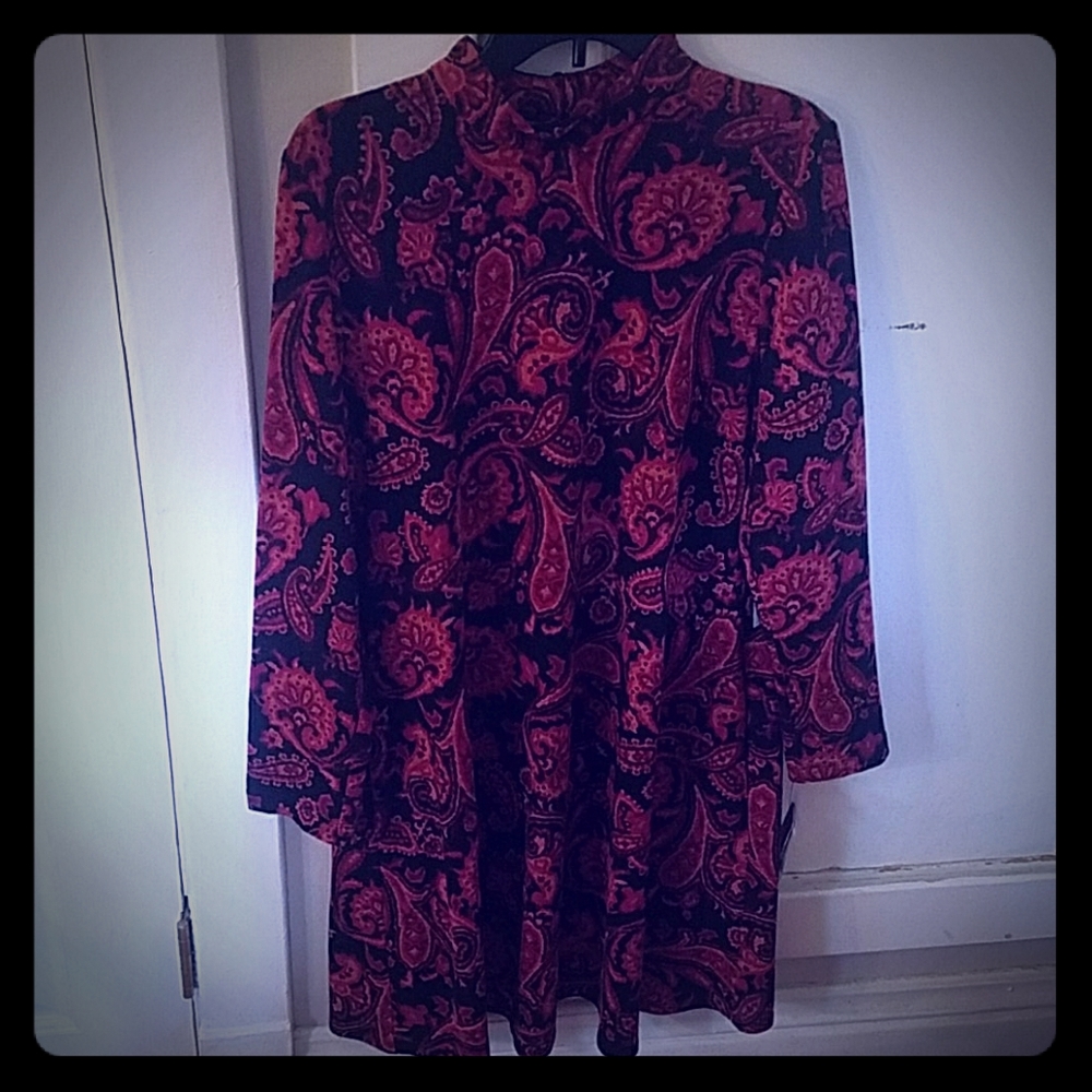 AGB dress, long sleeve mod paisley